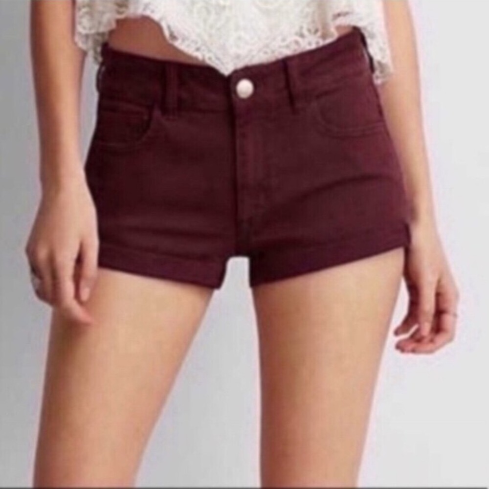 American Eagle Red High Rise Shortie Shorts